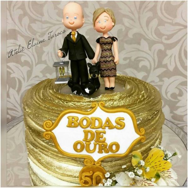 Topo De Bolo Decoração Aniversario 50 Anos Bodas De Ouro