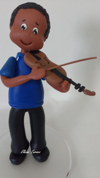 Ateliê Elaine Taroco: Topo de bolo Noivinhos Fofinhos tocando violino
